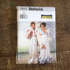 Butterick Sewing Pattern 6631 Pride and Prejudice Regency Ball Jacket Gown UNCUT